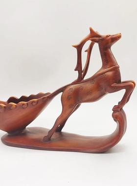 中式麋鹿雪橇红酒托仿真动物树脂工艺品客厅书房装饰摆件创意