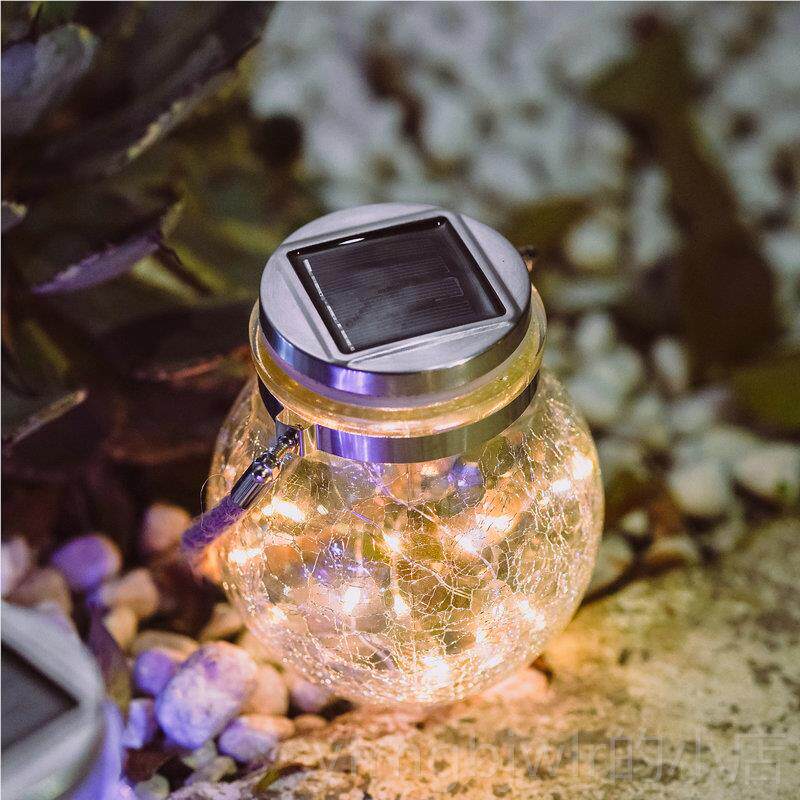 新款l创e森d手提火虫灯萤太阳能流光梅瓶意礼物手工许愿瓶玻璃小