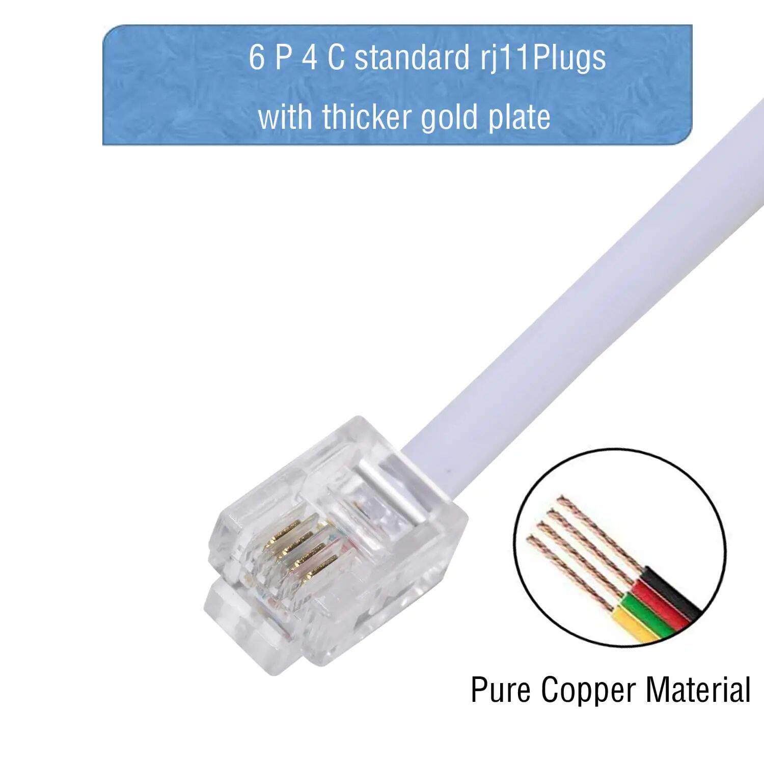 RJ9 Coiled Telephone Wire 6FT Curved Telephone Landline Phon