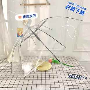 现货8骨透明伞白色彩色环保伞自动雨伞一次性创意网红伞地摊