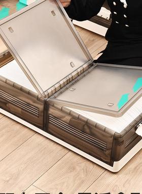 包邮床底收纳箱带滑轮床下扁平带超放薄大容超大LTT量整轮理箱折