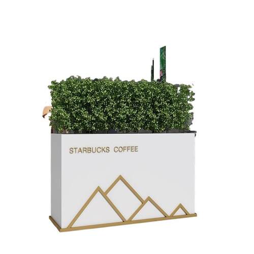户外不锈钢铁艺花箱奶茶店室外种植箱隔断花栏商业街酒店广场花p^