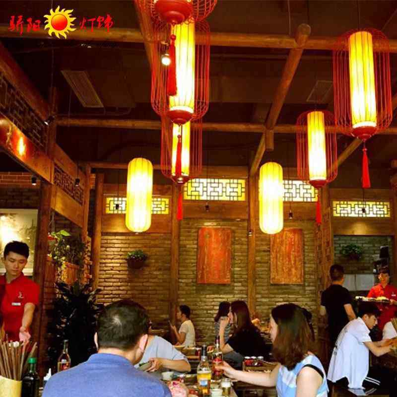 中式吊灯铁艺灯笼小龙坎火锅店饭店农庄酒楼茶楼工程装饰鸟笼吊灯