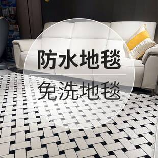 【防水】轻奢地毯黑石-格韵免洗可擦防水抗污百搭高级客厅卧室毯