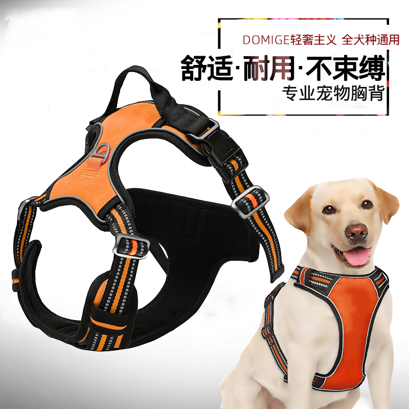 狗狗胸背带背心式宠物牵引绳狗绳子中大型犬防爆冲金毛柯基中型犬