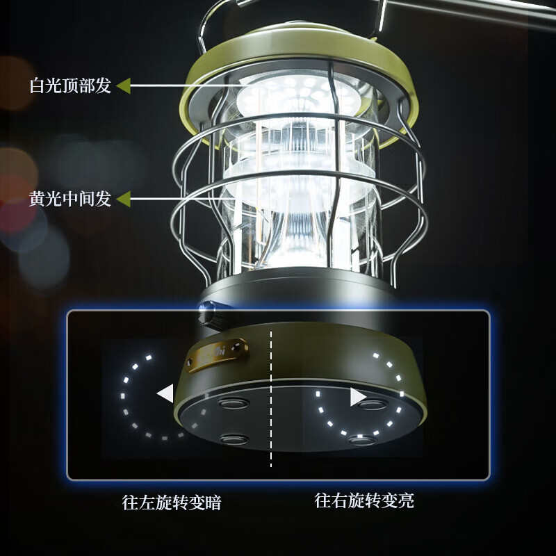 沃尔森厂家月野露营灯长续航复古氛围户外帐篷马灯led挂式野营灯