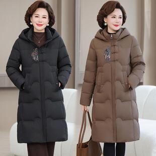 羽绒服女款加过膝长太冬款妈妈装厚109-8925大码老人奶奶