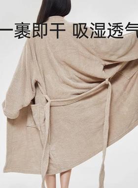 浴速袍吸水干珊瑚可浴巾男士DIH成人秋冬款绒非全棉穿浴衣睡袍女