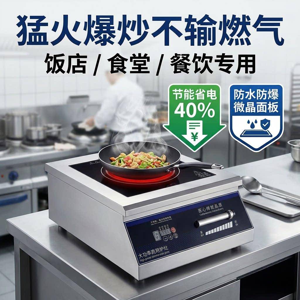 3500W商用电磁炉大功率家用爆炒猛火平凹面食堂饭店炒炉电磁灶