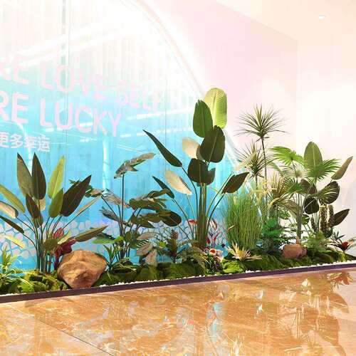 室内仿真绿植造景大型商场酒店办公室植物隔断场景布置摆件
