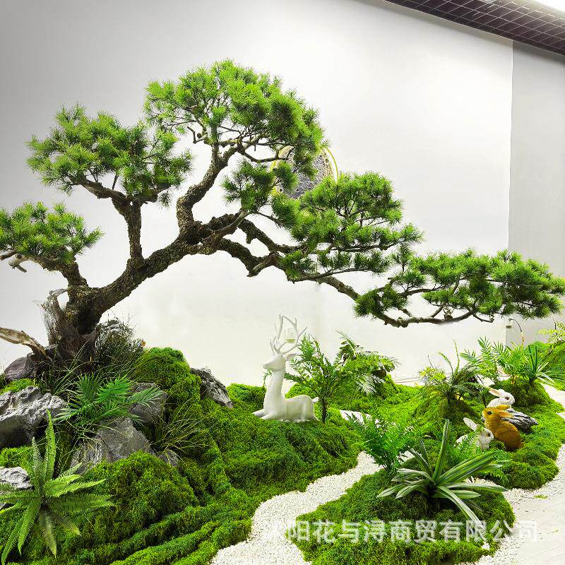 仿真黑松绿植景观迎客松树大型罗汉松美人松盆景摆件酒店展厅装饰