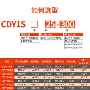 磁偶式 200 300 100 无杆气缸RMT滑台滑块CDY1S10