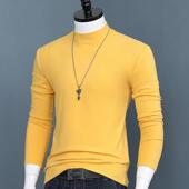双面德绒中半高领打底衫 春季 色修身 男士 保暖长袖 T恤简约0204w
