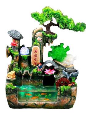 假山流水玉白菜摆件工艺品摆设办公室客厅玄关店铺开业礼800盆景