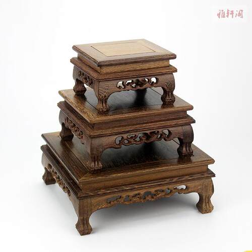 鸡翅木正方底座花瓶盆景摆件实木底座佛像石头工艺品木雕木质托架