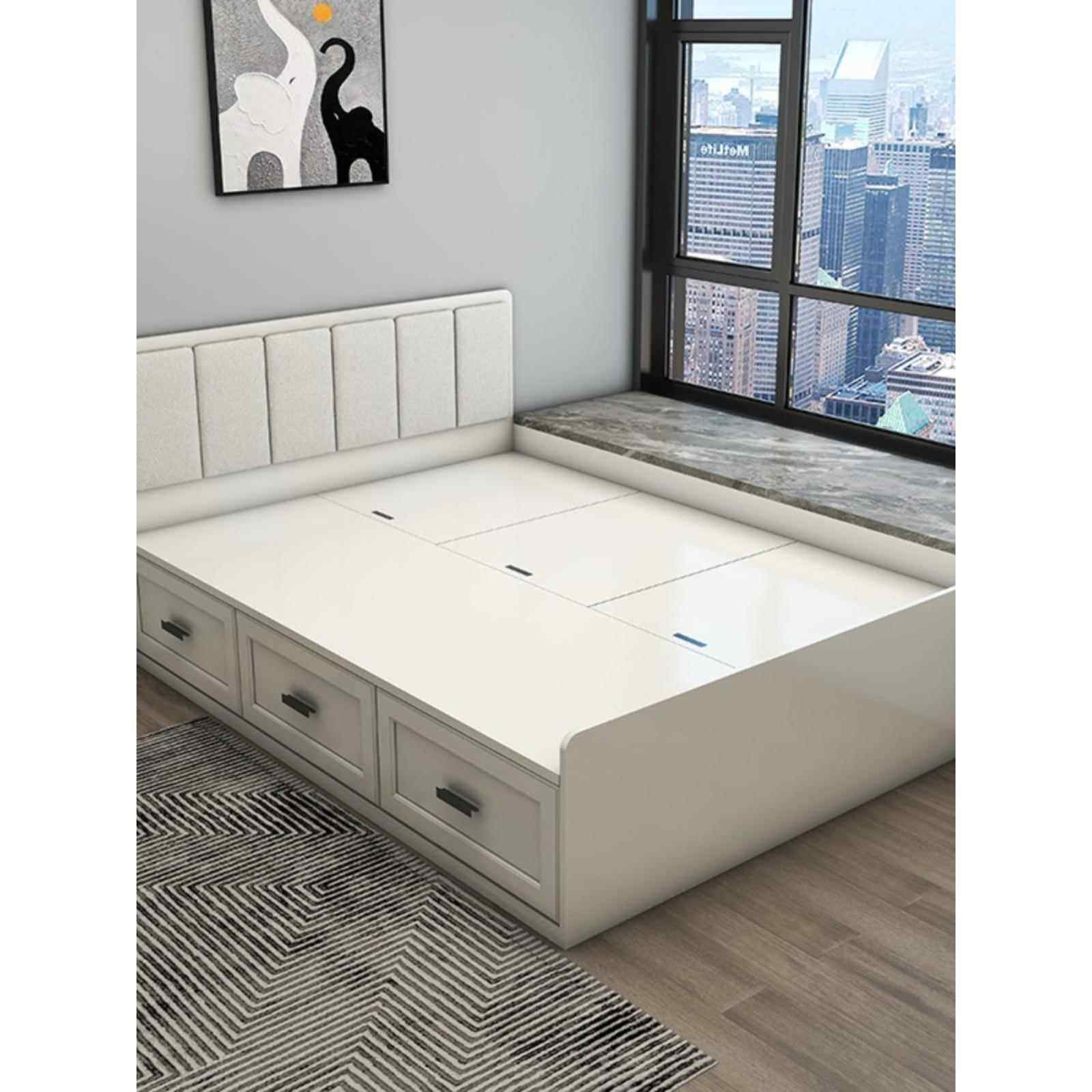 户型小户型实木1抽屉单人小户2床收纳床高空间储简约榻榻米米物箱