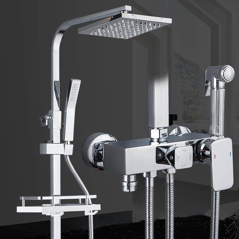 新品全铜淋浴花洒套装家用卫浴室智能数显恒温冷热卫生间洗澡喷头