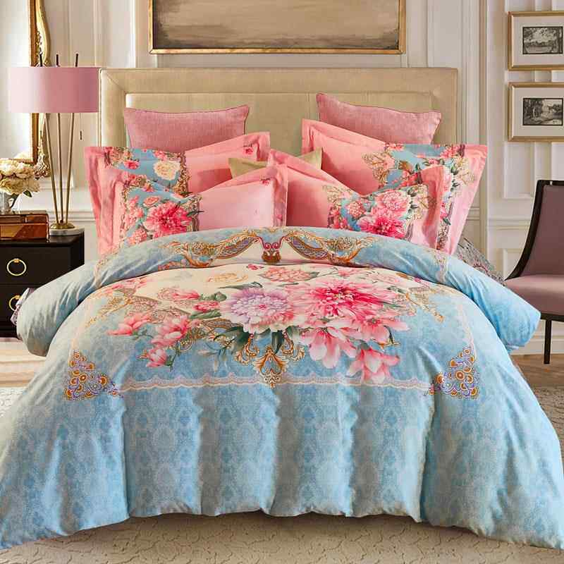 高档全棉加婚厚毛四件套1.5磨m纯8棉被套3D床单庆四件套1.m床双人