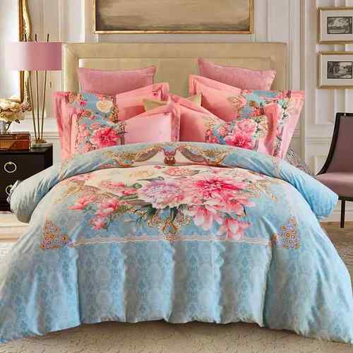 高档全棉加婚厚毛四件套1.5磨m纯8棉被套3D床单庆四件套1.m床双人