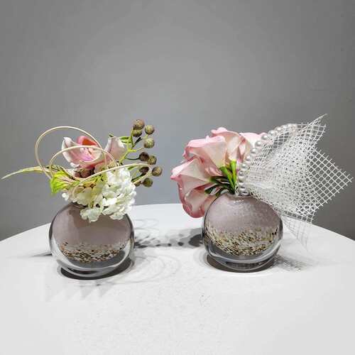 轻奢高端玻璃花器电视柜装饰花样板房客厅洽谈桌仿真花艺摆放花卉