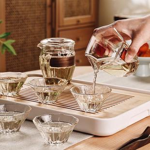 家用办公室泡茶壶喝茶盖碗茶杯高端会客茶道 防烫玻璃功夫茶具套装