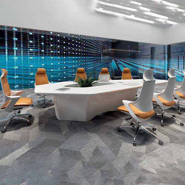 烤漆会议桌长桌简约现代办公家具大型洽谈桌长条桌会议室桌椅组合