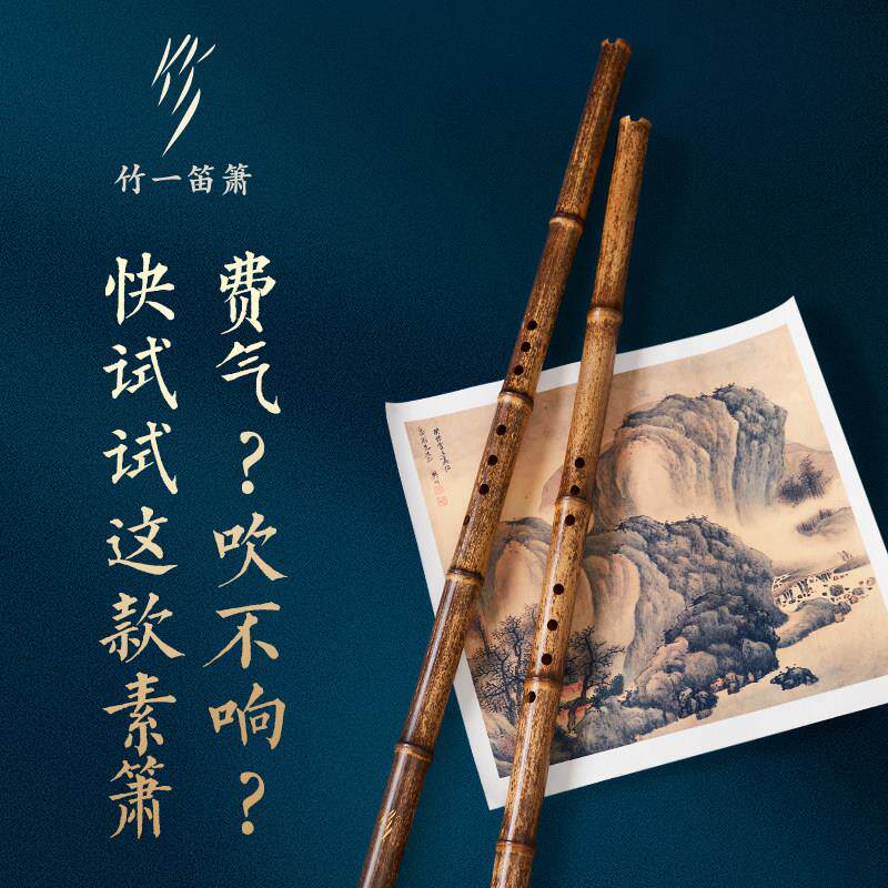 竹一紫竹洞萧高端演奏级素箫GFE调高档潇初学专业8孔古风萧乐器