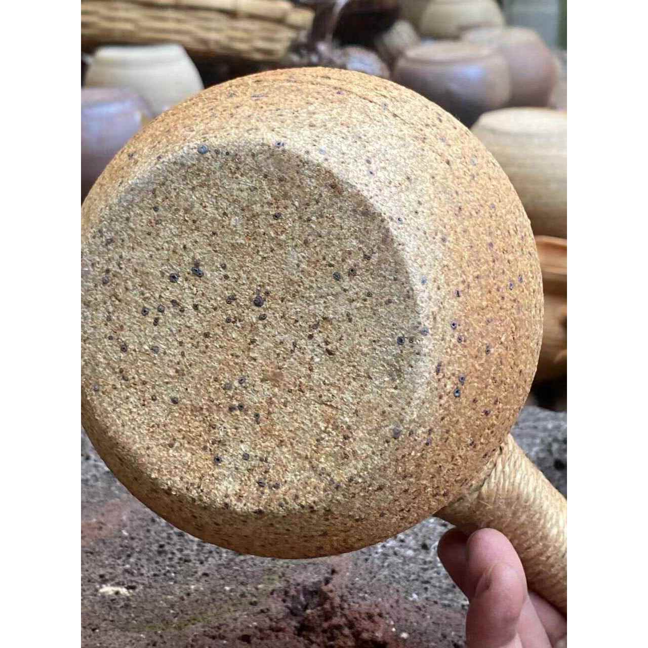 云南粗陶烤茶罐全手工柴烧炕茶器煮茶罐奶茶土陶茶具侧把网眼覆古