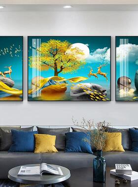 简约客厅装饰画沙发背景墙挂画壁画卧室挂画北欧晶瓷三联轻奢高端