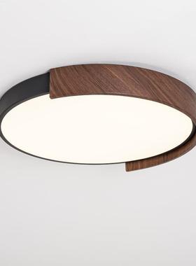 le纹d护眼书房灯极简间圆形卧室吸顶灯66232胡桃木现简约主卧灯房