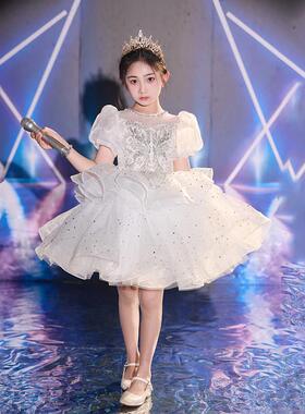 女童白色礼服公主裙生日高端轻奢花童婚纱儿童钢琴演出服绝美日常