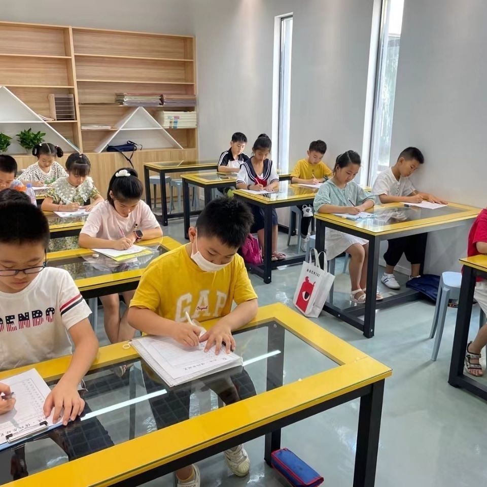 学生绘画桌学习桌彩绘手工书法桌儿童学习桌幼儿园画画桌玻璃桌