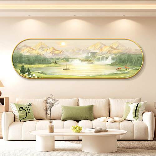 聚宝盆山水画 画现代简约日照金山沙发背景墙挂画 画高档大气客厅