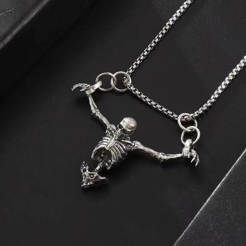 Creative Crucifixion Skull Pendant Men Necklace Punk HipHop