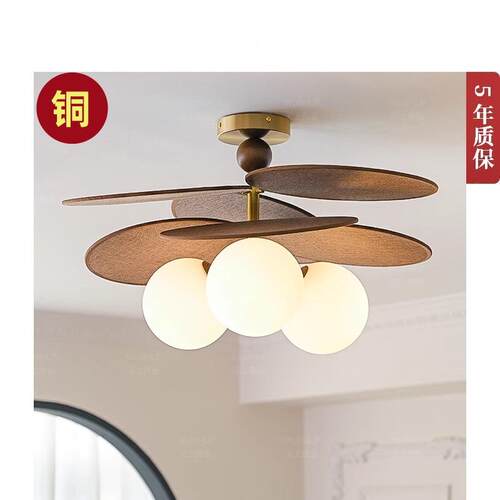 全铜藤编吸顶灯卧室灯法式复古中古书房灯日式餐桌餐厅阳台灯2025