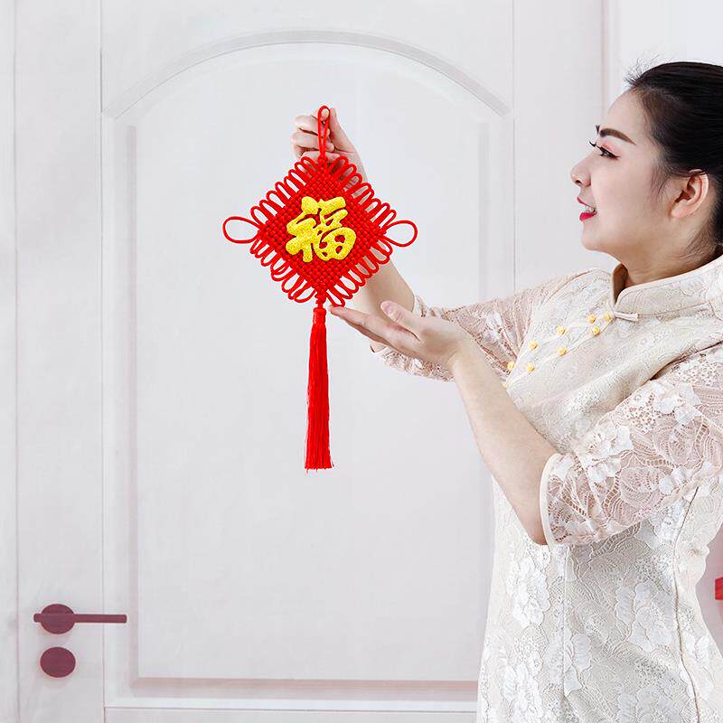 2026新款中国结挂饰客厅大号高档玄关壁挂招才福字小装饰平安结红