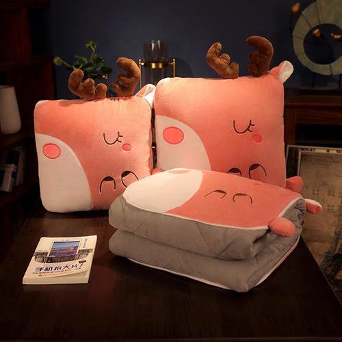 抱被两AmBntAZS用加厚办枕公室折叠午睡枕头毯子二合子沙发汽车靠