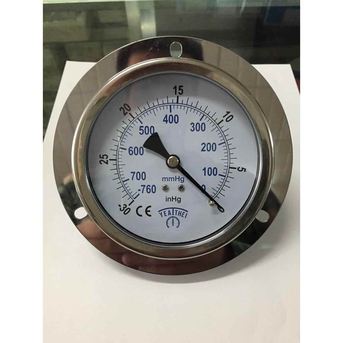 100MM 轴向带后边 真空压力表 -760-0mmhg -30inhg 3/8螺纹