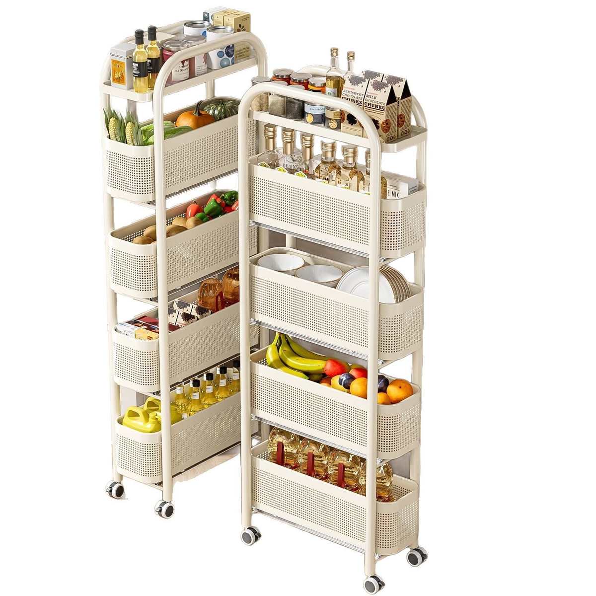 厨房夹缝置物架冰箱侧面抽拉柜极窄缝卫生间小推车拉篮缝隙收纳柜