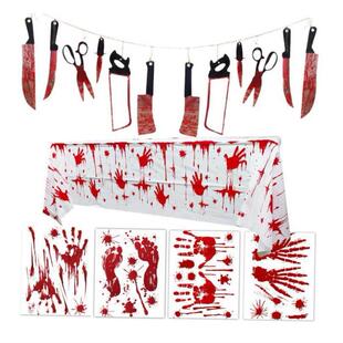 flags pull decorations 饰 knife skewers万圣装 blood Halloween