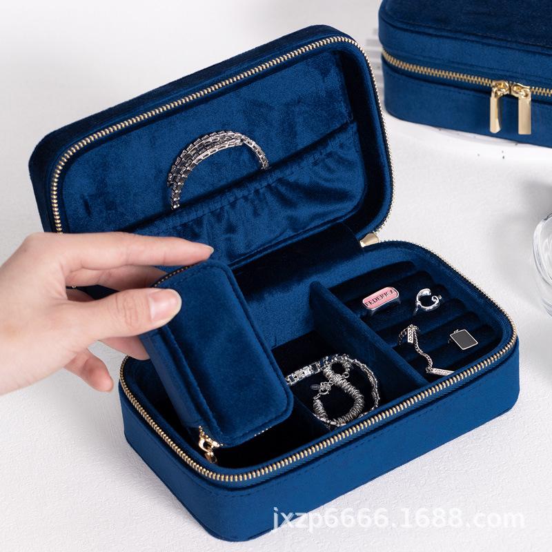 匠心臻品旅行丝绒首饰收纳盒高级感首饰盒便携迷你随身mini珠宝盒