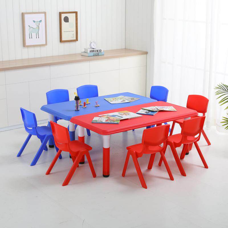 游加厚幼儿园桌椅可升降塑料BB202011学习套装桌家用儿童长方六人