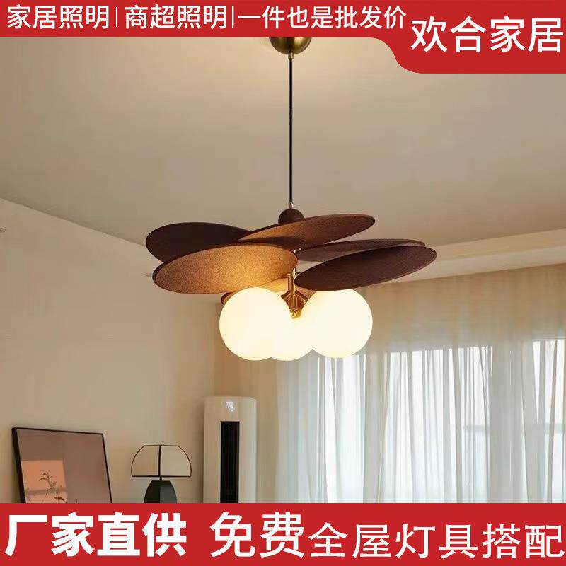 拉菲草藤编吊灯卧室灯法式复古中古书房灯日式餐桌三头吊灯餐厅灯