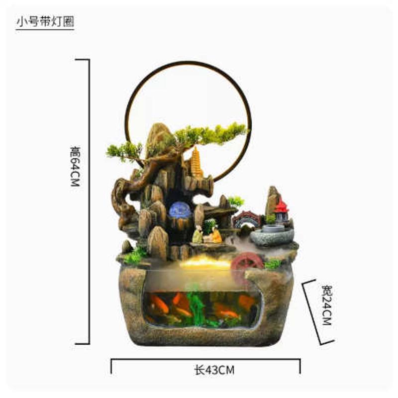 客厅装饰喷泉现代花园假山落地庭院阳台摆件流水高山流水创意鱼缸