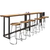 靠墙条桌桌红阳网高脚长商用吧台台奶酒吧吧实木组合桌桌椅清茶店