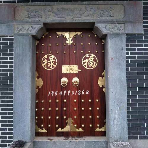 实木彷古大门庭院门别墅大门双开关农村自建房老式大门寺庙彷古门