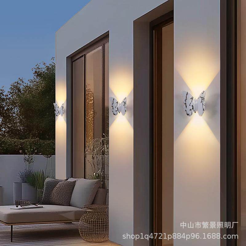 户外壁灯简约现代楼梯庭院过道墙灯阳台防水创意门厅灯蝴蝶洗墙灯