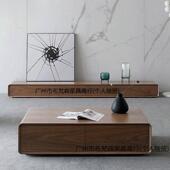 实木约电视柜简现代地柜型电视柜胡桃色客厅客厅小户超落地轻窄奢