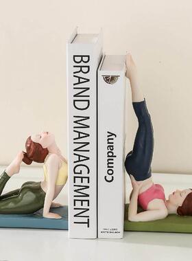 瑜伽女孩书脊饰品创意无障碍豪华客厅家居装饰人物书背高端女孩书