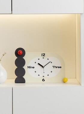 wozoom屋准玄关时钟装饰摆件客厅桌面电视柜钟表摆放式家居饰品